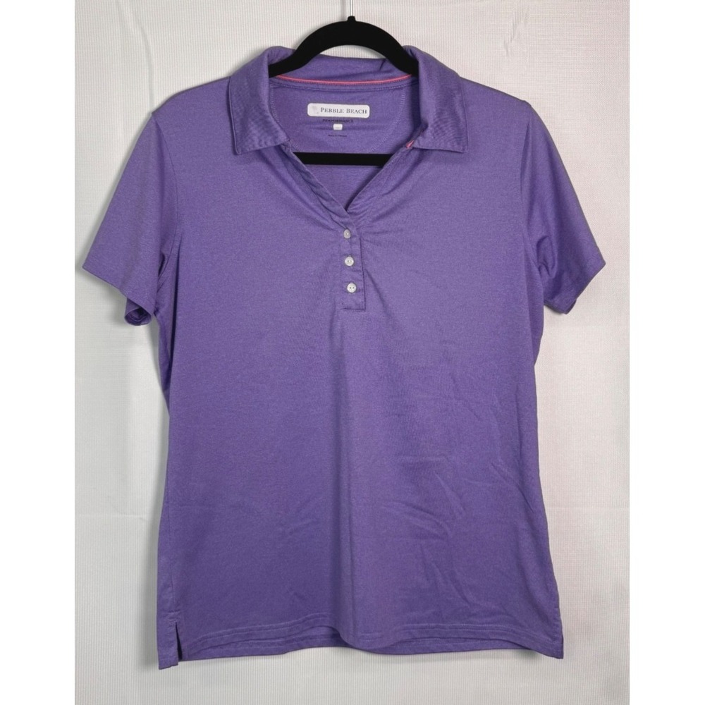 Pebble Beach Performance Golf Polo Top Womens L Purple Activewear Athleisure